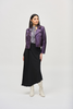 Image of Joseph Ribkoff Metallic Faux Leather Zipper Closure Biker Jacket - Black Currant