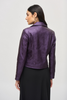 Image of Joseph Ribkoff Metallic Faux Leather Zipper Closure Biker Jacket - Black Currant