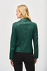 Image of Joseph Ribkoff Foiled Knit Front Zipper Closure Moto Jacket - Absolute Green