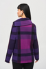 Image of Joseph Ribkoff Zippered Cowl Neck Plaid Print Sweater - Empress/Mystic/Black