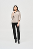 Image of Joseph Ribkoff Zip Neck Bell Sleeve Sweater - Taupe Melange