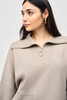 Image of Joseph Ribkoff Zip Neck Bell Sleeve Sweater - Taupe Melange