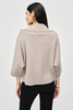 Image of Joseph Ribkoff Zip Neck Bell Sleeve Sweater - Taupe Melange