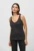 Image of Joseph Ribkoff Metallic Knit Tank and Sweater Set - Black/Silver