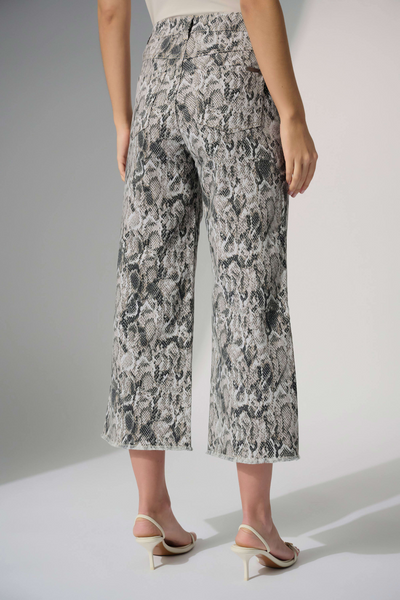 Joseph Ribkoff Python Print Embellished Stretch Denim Pant - Beige/Multicolor