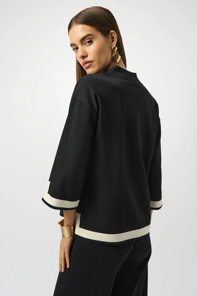 Joseph Ribkoff Sweater Knit Color Block Top - Black/Vanilla