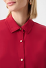 Image of Joseph Ribkoff Stretch Poplin Button Front Blouse with Back Zip Detail - Deep Cherry Red