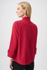 Image of Joseph Ribkoff Stretch Poplin Button Front Blouse with Back Zip Detail - Deep Cherry Red
