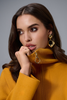 Image of Joseph Ribkoff Half-Zip Front Neckline Boxy Pull-Over Sweater - Medallion Gold