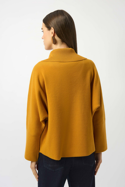 Joseph Ribkoff Half-Zip Front Neckline Boxy Pull-Over Sweater - Medallion Gold