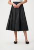 Image of Joseph Ribkoff Flared Stretch Taffeta Skirt with Box Pleats - Black