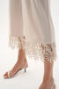 Image of Joseph Ribkoff Guipure Lace Trim Silky Knit Culotte Pant - Moonstone