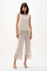 Image of Joseph Ribkoff Guipure Lace Trim Silky Knit Culotte Pant - Moonstone