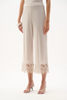 Image of Joseph Ribkoff Guipure Lace Trim Silky Knit Culotte Pant - Moonstone