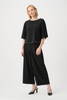 Image of Joseph Ribkoff Silky Knit Trapeze Top with Pearl Trim - Black