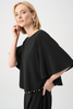 Image of Joseph Ribkoff Silky Knit Trapeze Top with Pearl Trim - Black