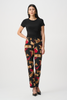 Image of Joseph Ribkoff Silky Knit Abstract Print Straight Leg Pull-On Pant - Black/Multicolor