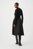 Image of Joseph Ribkoff Mixed Media Tie Front Fit & Flare Dress - Black