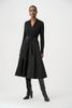 Image of Joseph Ribkoff Mixed Media Tie Front Fit & Flare Dress - Black