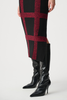 Image of Joseph Ribkoff Brushed Viscose Knit Midi Skirt - Black/Deep Cherry Red