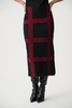 Image of Joseph Ribkoff Brushed Viscose Knit Midi Skirt - Black/Deep Cherry Red