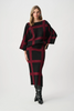 Image of Joseph Ribkoff Brushed Viscose Knit Boat Neck Sweater Knit Top - Black/Deep Cherry