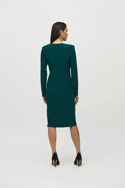 Joseph Ribkoff Ruched Wrap Dress - Absolute Green