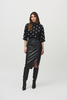 Image of Joseph Ribkoff Vegan Leather Pull-On Shirred Pencil Skirt - Black