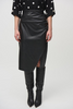 Image of Joseph Ribkoff Vegan Leather Pull-On Shirred Pencil Skirt - Black