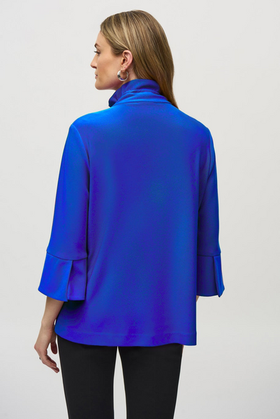 Joseph Ribkoff Shirred Collar Button Front Trapeze Jacket - Royal Sapphire