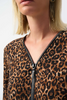 Image of Joseph Ribkoff Leopard Print Zip Neck Tunic - Black/Brown