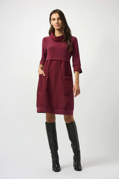 Joseph Ribkoff Mixed Media Cocoon Dress - Merlot