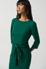 Image of Joseph Ribkoff Tie Front Piping Detail Dress - True Emerald/Black