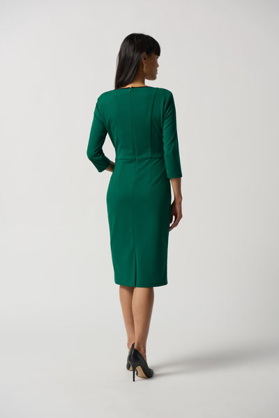 Joseph Ribkoff Tie Front Piping Detail Dress - True Emerald/Black