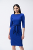 Image of Joseph Ribkoff Tie Front Contrast Piping Scuba Crepe Sheath Dress - Royal Sapphire/Black