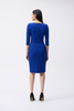 Image of Joseph Ribkoff Tie Front Contrast Piping Scuba Crepe Sheath Dress - Royal Sapphire/Black