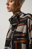 Image of Joseph Ribkoff Geometric Print Zip Cowl Neck Sweater - Black/Multicolor