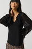 Image of Joseph Ribkoff Sheer Sleeve Keyhole Top - Black