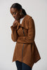 Image of Joseph Ribkoff Faux Suede Asymmetric Jacket - Toffee