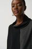 Image of Joseph Ribkoff Color Block Cowl Neck Sweater - Black/Grey