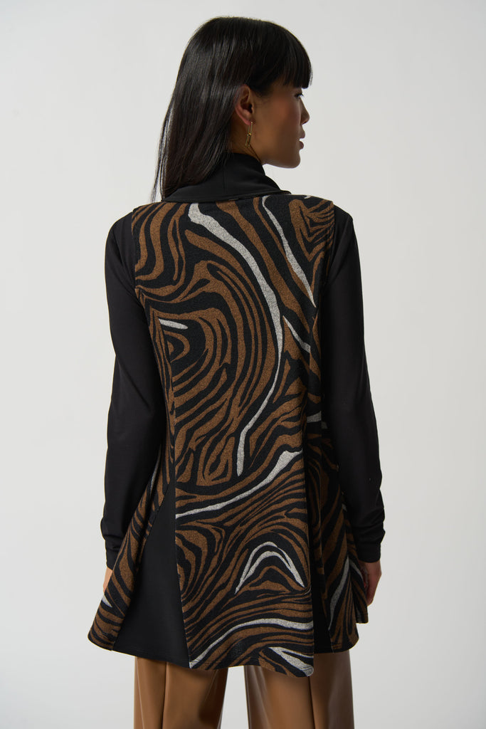 Joseph Ribkoff Tiger Print Knit Vest - Black/Multicolor