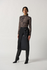Image of Joseph Ribkoff Vegan Leather Faux Wrap Skirt with Tie Detail - Black