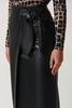 Image of Joseph Ribkoff Vegan Leather Faux Wrap Skirt with Tie Detail - Black
