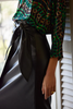 Image of Joseph Ribkoff Vegan Leather Faux Wrap Skirt with Tie Detail - Black