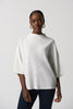 Image of Joseph Ribkoff Seam Detail Funnel Neck Boxy Dolman Sleeve Sweater - Winter White