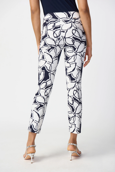 Joseph Ribkoff Tropical Leaf Print Cropped Pants - Midnight/Vanilla *Spring Preview*