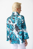 Image of Joseph Ribkoff Abstract Butterfly Print Knit Jacquard Trapeze Jacket - Vanilla/Multicolor