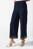 Image of Joseph Ribkoff Guipure Trim Silky Knit Cropped Culotte Pant - Midnight *Take 25% Off*
