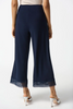 Image of Joseph Ribkoff Guipure Trim Silky Knit Cropped Culotte Pant - Midnight