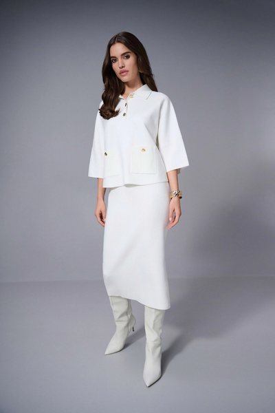 Joseph Ribkoff Sweater Knit Midi Skirt - Winter White